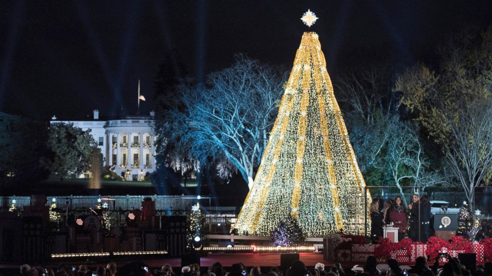 The National Christmas Tree is seen after its lighting on the Ellipse of the National Mall, Dec. 3, 2015, in Washington.