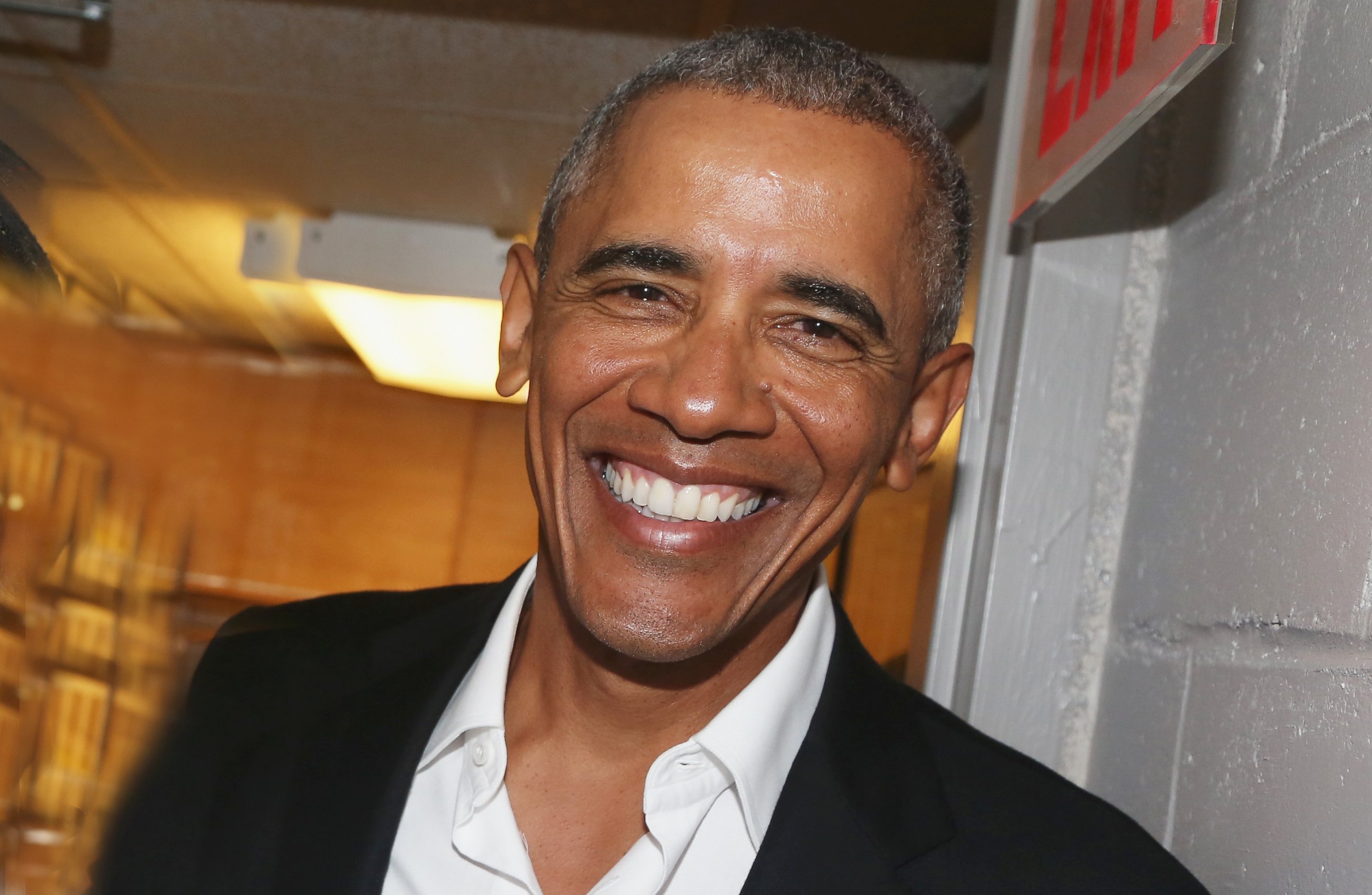 PHOTO: The 44th President of The United States Barak Obama, poses backstage at The Roundabout Theatre Company's production of "Arthur Miller's The Price" on Broadway at The American Airlines Theatre on February 24, 2017 in New York City.  