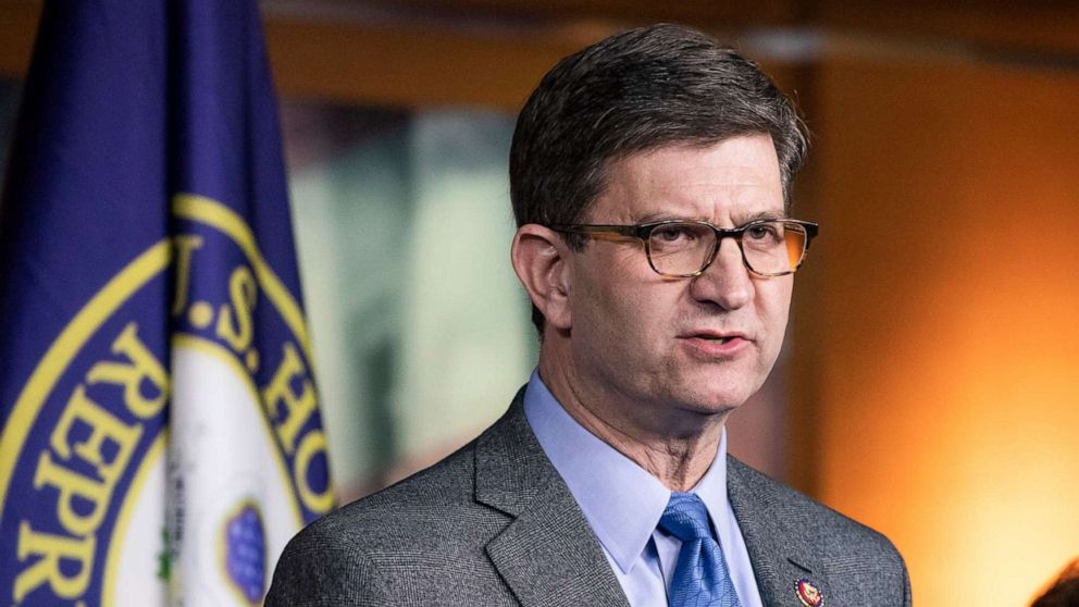 PHOTO: Representative Brad Schneider speaks about his experiences during a trip to Israel and Auschwitz-Birkenau as part of a delegation from the House of Representatives while Representative Nita Lowey listens in Washington, D,C., Jan. 28, 2020.