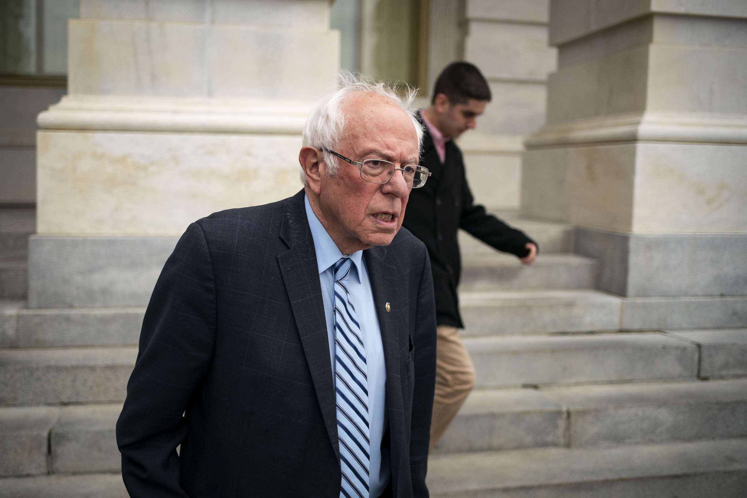 PHOTO: Sen. Bernie Sanders exits the U.S. Capitol after a vote in Washington, March 18, 2020.