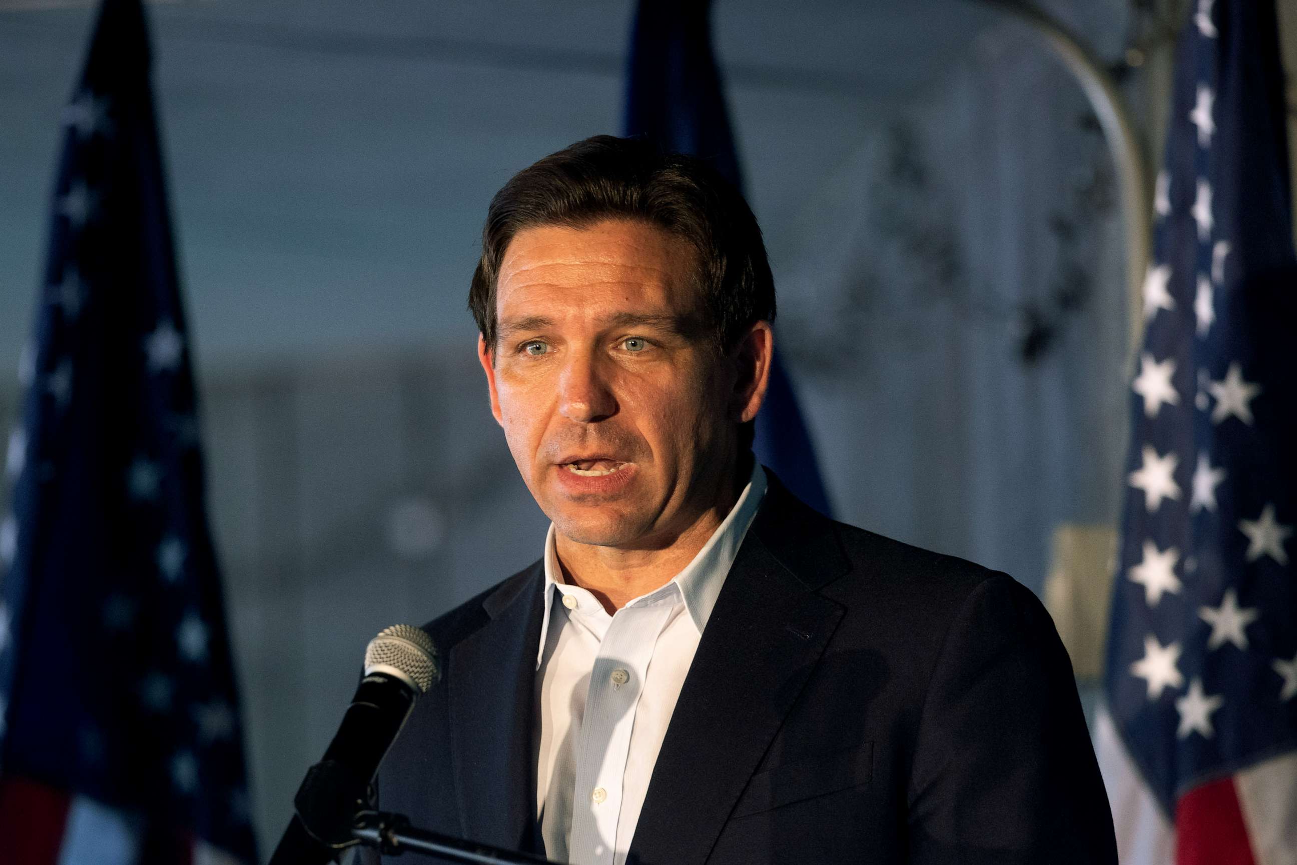PHOTO: Republican presidential candidate Florida Gov. Ron DeSantis delivers remarks during his "Our Great American Comeback" Tour stop on June 1, 2023 in Salem, New Hampshire. (Photo by Scott Eisen/Getty Images)