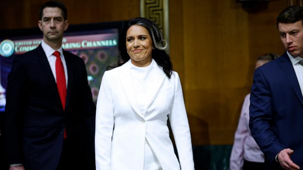 Tulsi Gabbard, U.S. President Donald Trumpâs nominee to be Director of National Intelligence, arrives to testify during her confirmation hearing before the Senate Intelligence Committee in the Dirksen Senate Office Building on January 30, 2025, in Washington, DC. Gabbard, a former Congresswoman from Hawaii who previously ran for president as a Democrat before joining the Republican Party and supporting President Trump, is facing criticism from Senators over her lack of intelligence experience and her opinions on domestic surveillance powers. (Photo by Kevin Dietsch/Getty Images)