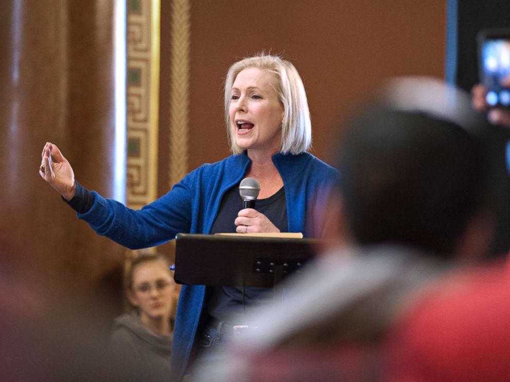 PHOTO: Senator Kirsten Gillibrand (D-NY) speaks during the Womens March at the Iowa State Capitol in Des Moines, Iowa, Jan. 19, 2019. Gillibrand has announced her candidacy for president in 2020.