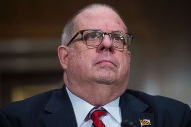 PHOTO: Gov. Larry Hogan prepares to testify during a Senate Health, Education, Labor, and Pensions Committee hearing titled The Opioid Crisis: Leadership and Innovation, in Washington, on March 8, 2018.