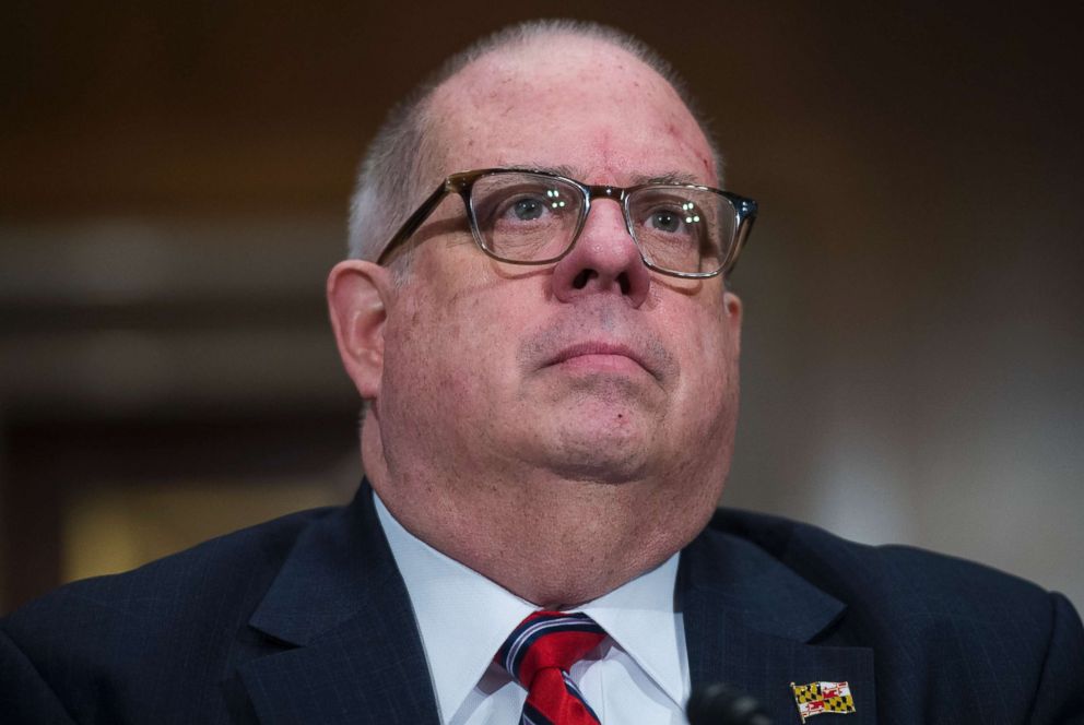 PHOTO: Gov. Larry Hogan prepares to testify during a Senate Health, Education, Labor, and Pensions Committee hearing titled "The Opioid Crisis: Leadership and Innovation," in Washington, on March 8, 2018.