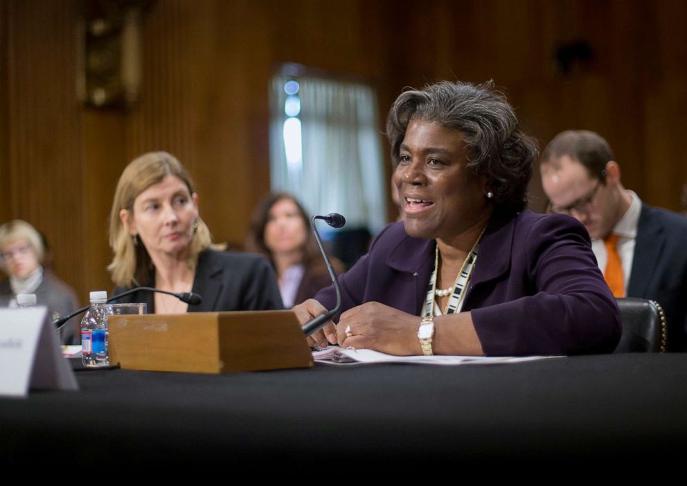 PHOTO: Assistant Secretary of State for African Affairs Linda Thomas-Greenfield, right, testifies during a Senate Foreign Relations Committee hearing on Capitol Hill, Jan. 9, 2014.