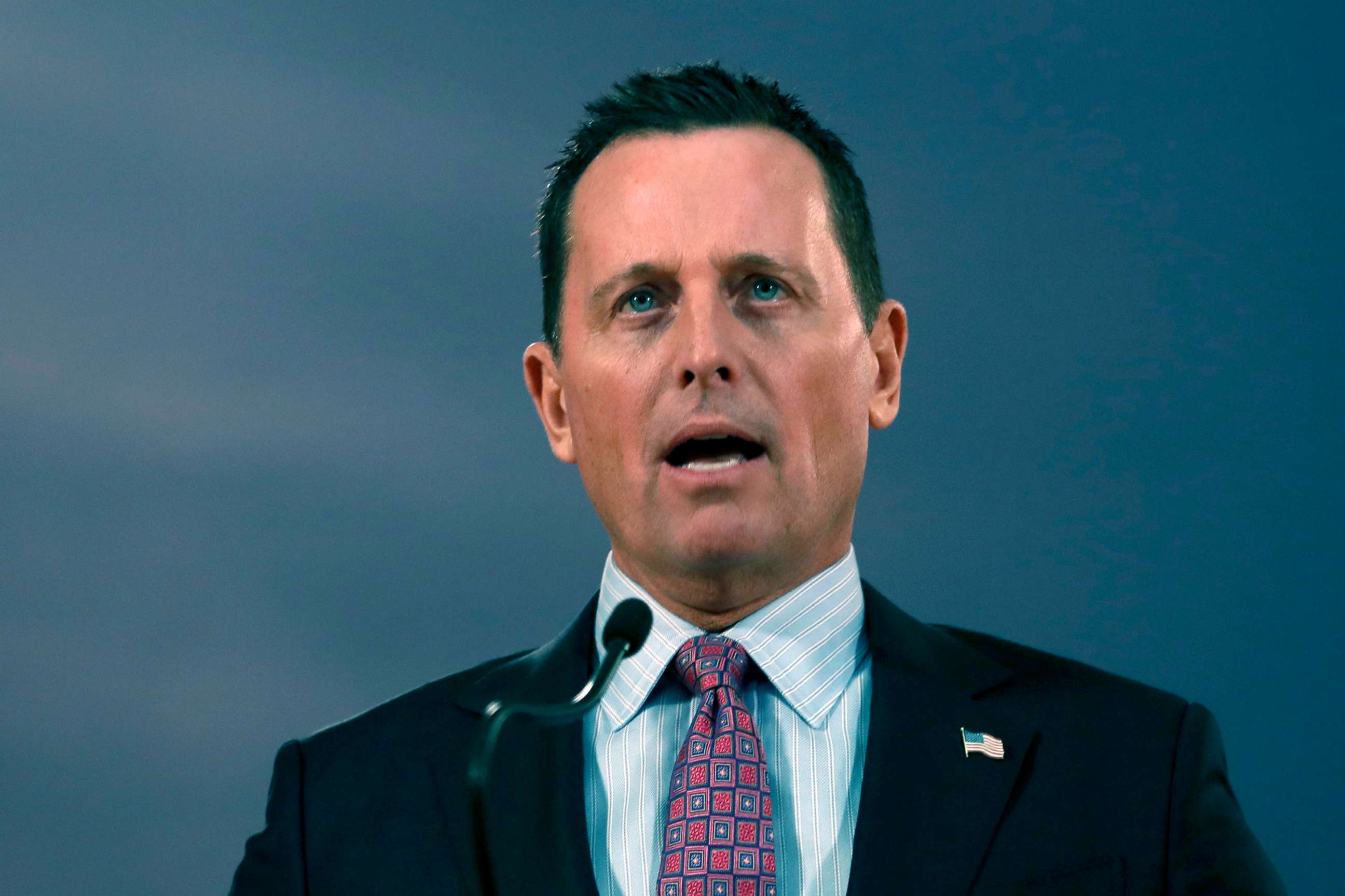 PHOTO: Then-U.S. President Donald Trump's envoy for the Kosovo-Serbia dialogue, Ambassador Richard Grenell speaks during a news conference after a meeting with Serbian President Aleksandar Vucic in Belgrade, Serbia, Jan. 24, 2020. 