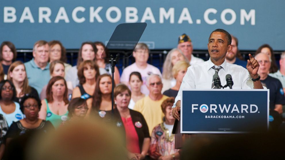 President Barack Obama speaks to a crowd during a campaign stop at Kirkwood Community College on July 10, 2012 in Cedar Rapids, Iowa. 
