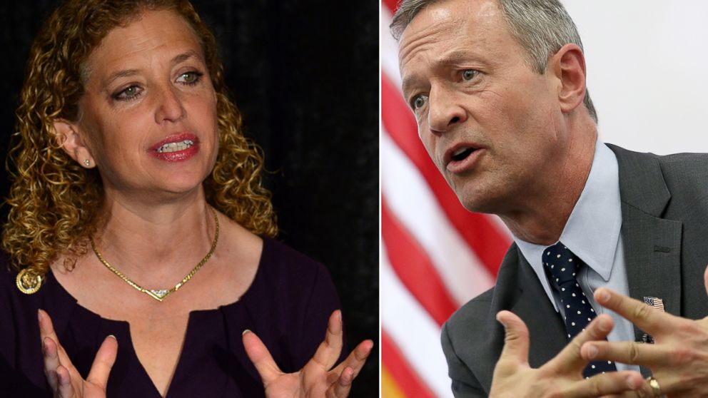 Debbie Wasserman Shultz at the David Posnack Jewish Community Center , Sept. 3, 2015 in Davie, Fla. Martin O'Malley speaks during an event at the Truman Center for National Policy July 23, 2015 in Washington. 