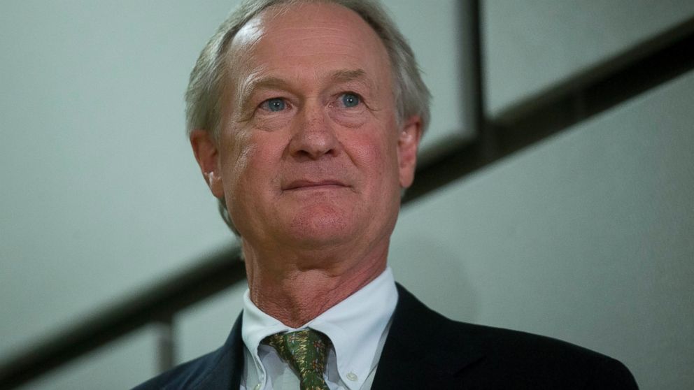PHOTO: Lincoln Chafee is seen in this file photo, June 3, 2015,  at the George Mason University School of Policy, Government, and International Affairs in Arlington, Va.