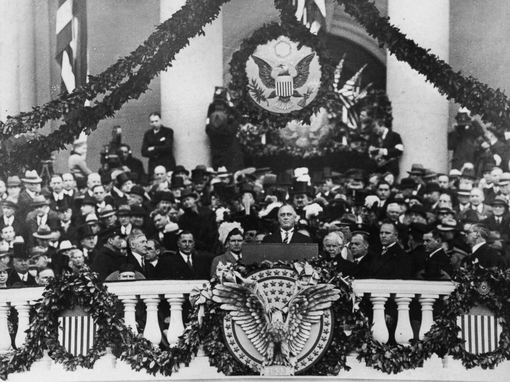 PHOTO: Franklin Delano Roosevelt making his inaugural address as 32nd President, 1933.