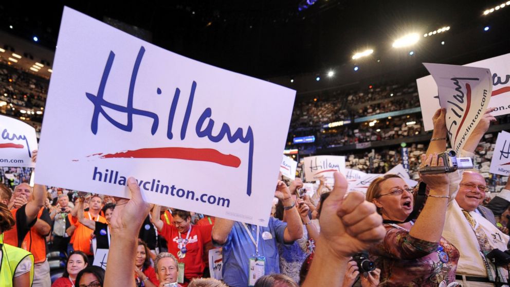 PHOTO: Supporters cheer Hillary Clinton at the Democratic National Convention in Denver, Colorado, Aug. 26, 2008. 