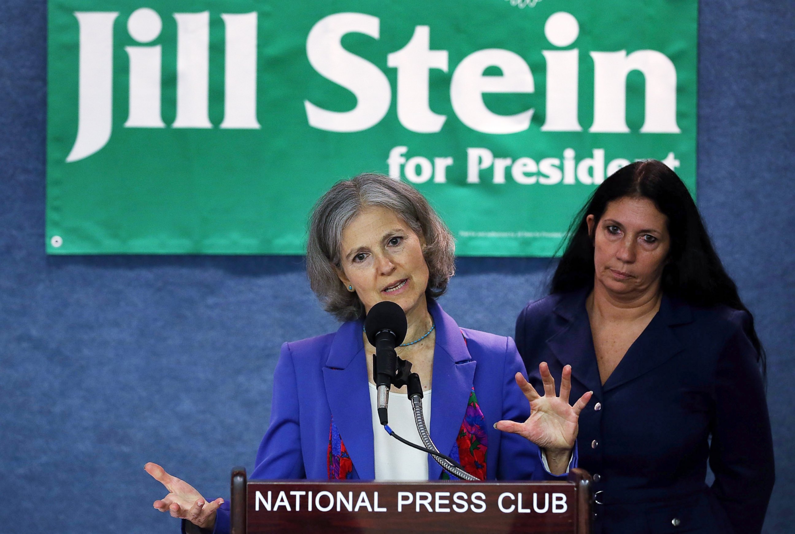 PHOTO: Green Party presidential candidate Jill Stein (L) announced that she has chosen Cheri Honkala (R) to be her vice presidential running mate at the National Press Club, July 11, 2012, in Washington. 