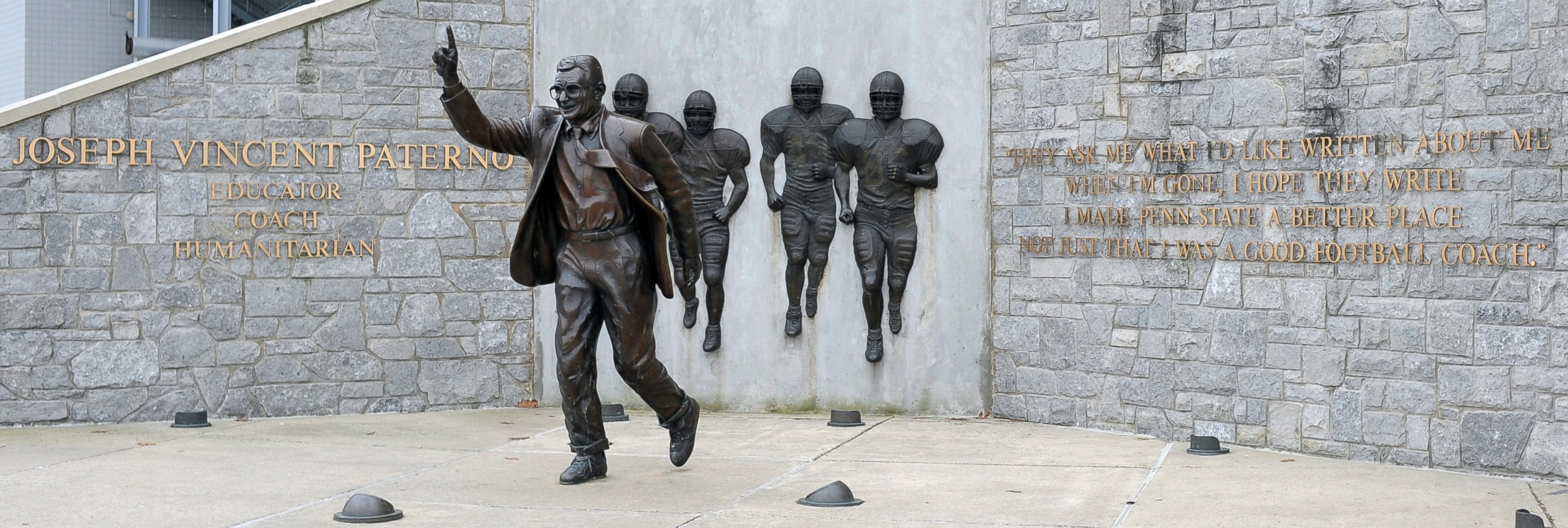 PHOTO: A statue dedicated to former Penn State football coach Joe Paterno outside the Penn State football stadium in State College, Pennsylvania, Jan. 12, 2012. 