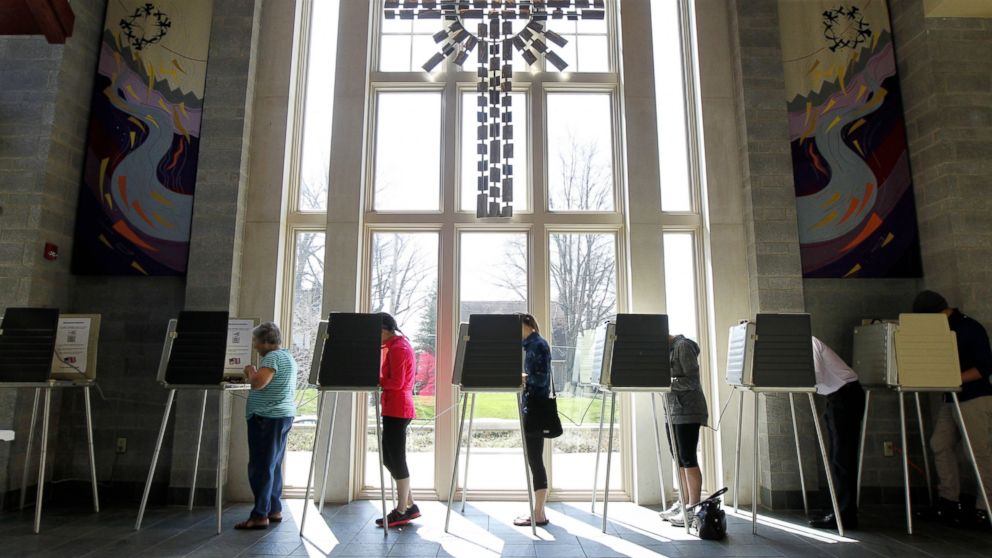 Ohio voters go to the polls for the Ohio primary at the Episcopal Church of the Redeemer, March 15, 2016, in Cincinnati, Ohio.  