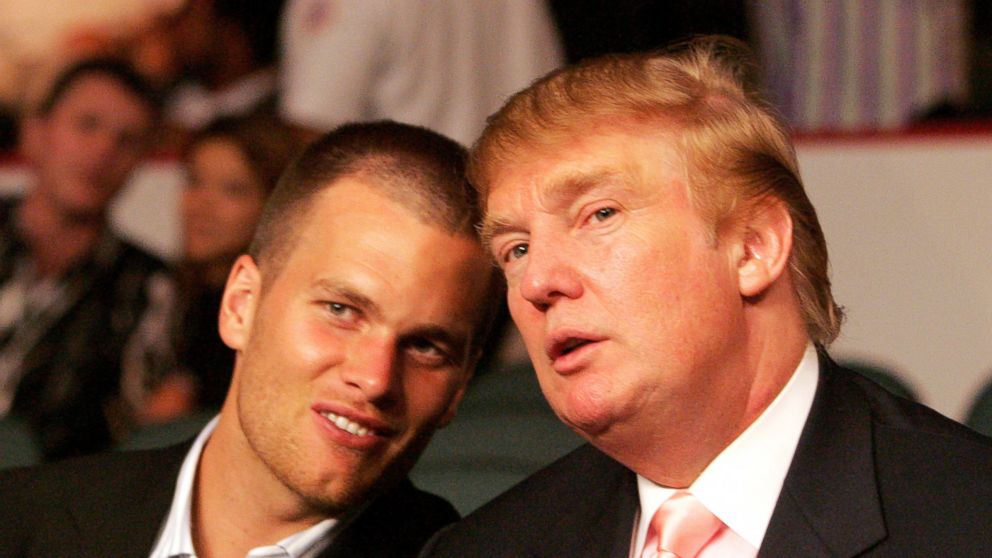 Tom Brady chats with Donald Trump at the WBC Lightweight Title Fight, June 25, 2005.