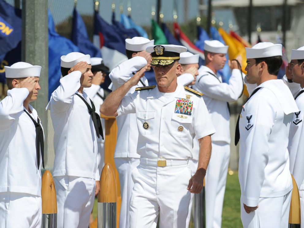 PHOTO: Vice Adm. Robert S. Harward, walks through sideboys during the SEAL Team 5 change of command ceremony.