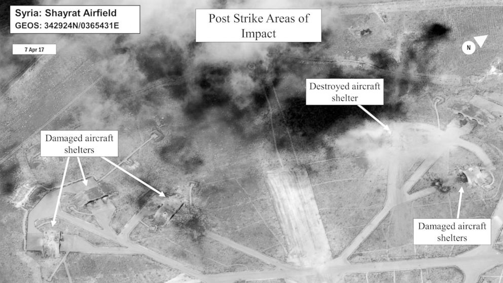 PHOTO: Satellite images show the airfield in Syria that was struck in the U.S. attack.