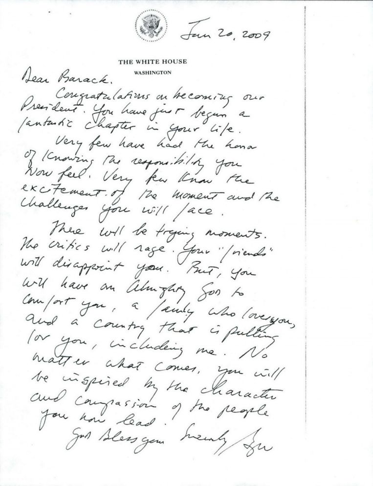 First on ABC: George W. Bush's Inauguration Day Letter to Barack