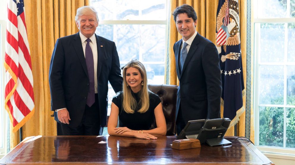 Ivanka Trump posted this photo on Twitter with this caption: "A great discussion with two world leaders about the importance of women having a seat at the table!" Feb. 13, 2017.