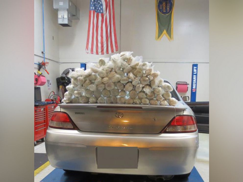PHOTO: Sixty-nine packages of methamphetamine were found hidden inside the rocker panels of the vehicle.