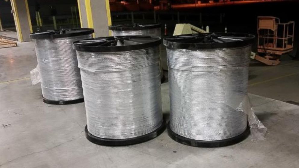 PHOTO: Large spools of cable contained hidden marijuana. 