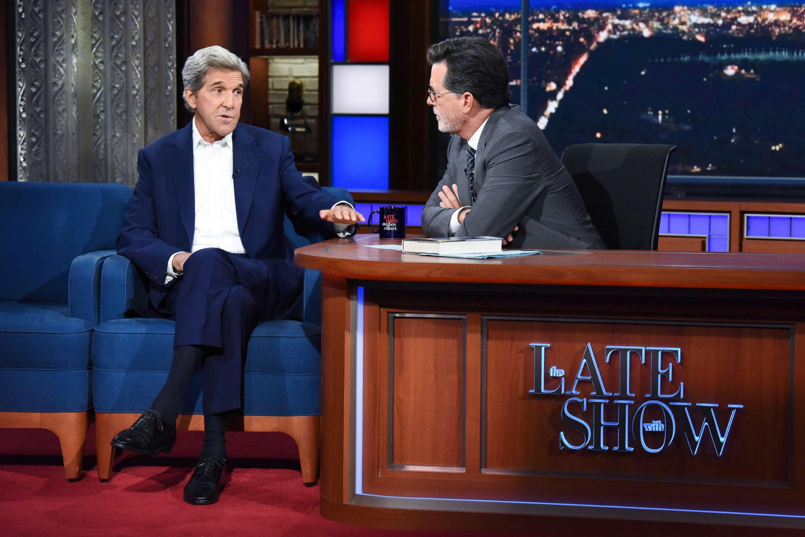 PHOTO: John Kerry sat down for an interview with “The Late Show” host Stephen Colbert on Wednesday. 