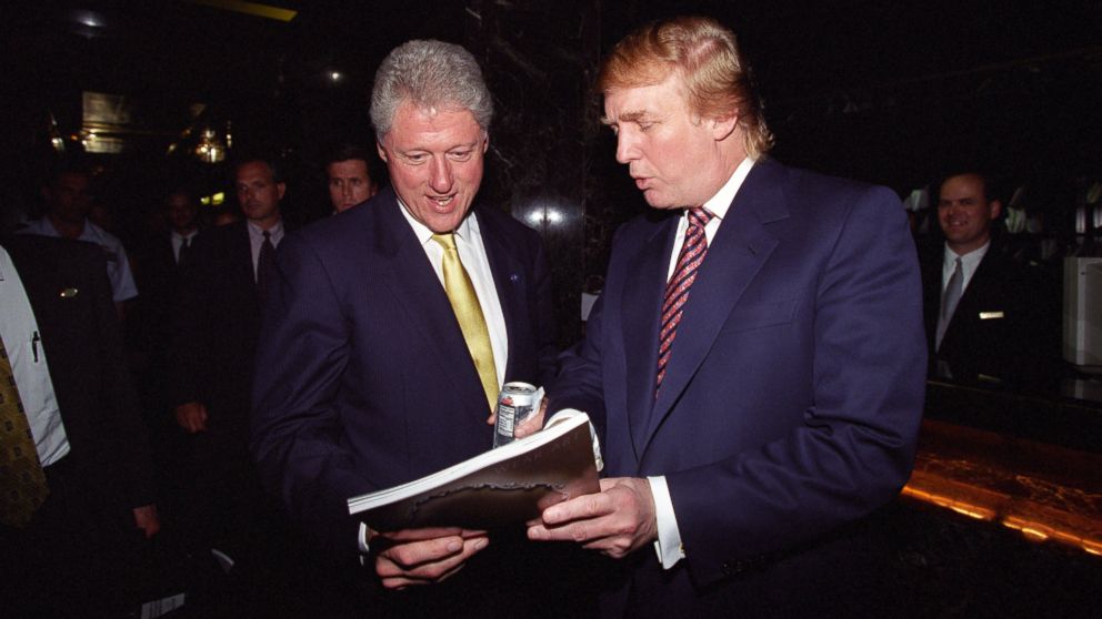 PHOTO: A collection of photographs were released by the Clinton Presidential Library on Sept. 9, 2016 during the year 2000. The photographs include President Clinton greeting Donald Trump at Trump Towers in New York on June 16, 2000.
