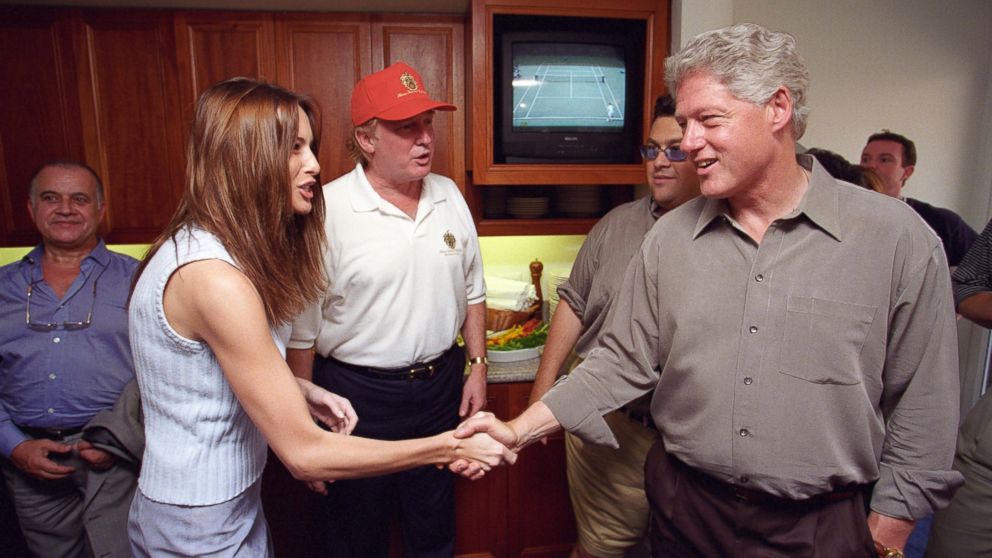 PHOTO: A collection of photographs were released of the Clinton administration during the year 2000. The photographs include President Clinton greeting Donald Trump at the U.S. Open tennis championships in Flushing, New York on Sept. 8, 2000. 