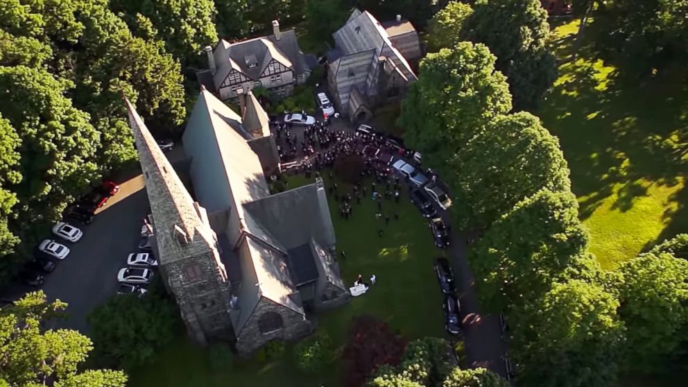 An aerial footage from Rep. Sean Patrick Maloney's June 21 wedding to longtime partner Randy Fluke in Cold Spring, New York is seen in this video grab. 