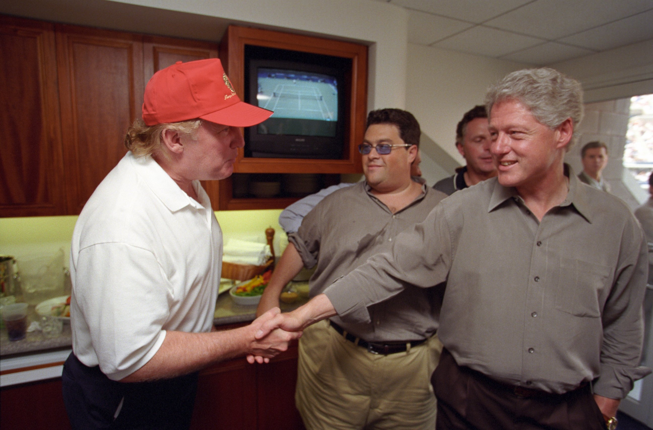 PHOTO: A collection of photographs were released by the Clinton Presidential Library on Sept. 9, 2016 during the year 2000. The photographs include President Clinton greeting Donald Trump at Trump Towers in New York on June 16, 2000.
