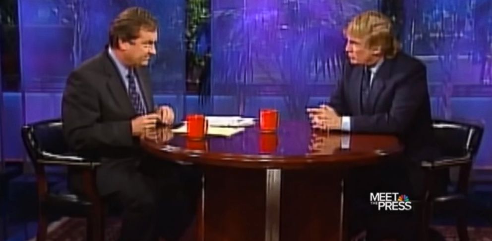 PHOTO: Donald Trump is interviewed by Tim Russert on "Meet the Press" in 1999.