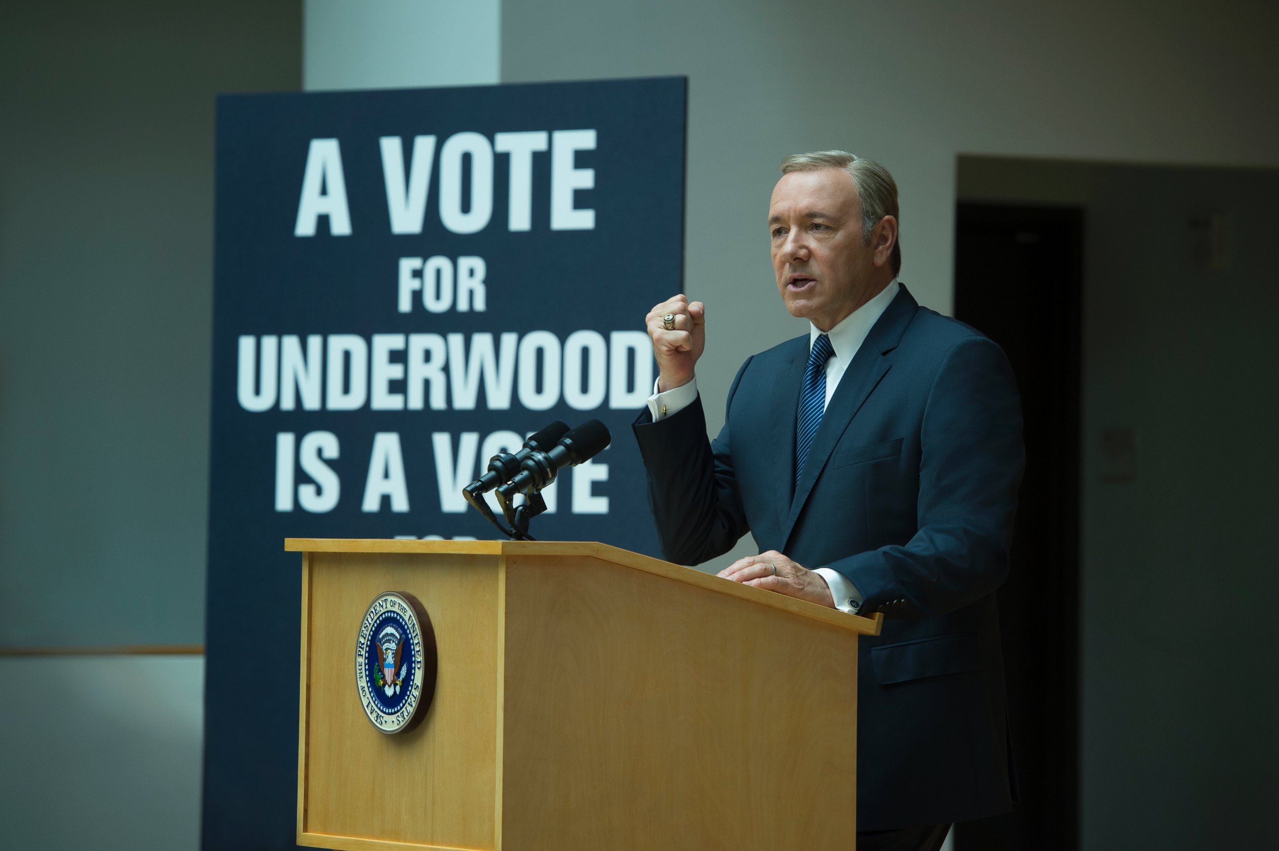 PHOTO: Kevin Spacey and Robin Wright portray Frank and Claire Underwood in season four of the Netflix original series "House of Cards."