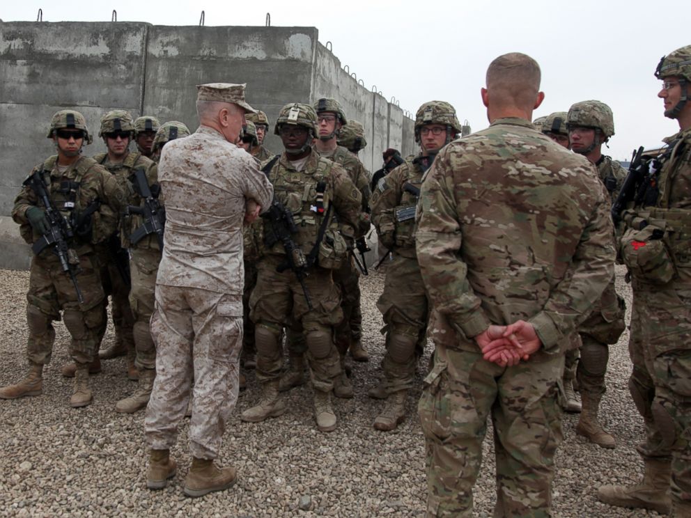 PHOTO: United States Central Command Commander, Gen. James N. Mattis, speaks with paratroopers assigned to Task Force 1 Panther, before they prepare to depart for a mission, Camp Jordania, Afghanistan, Dec. 27, 2011. 