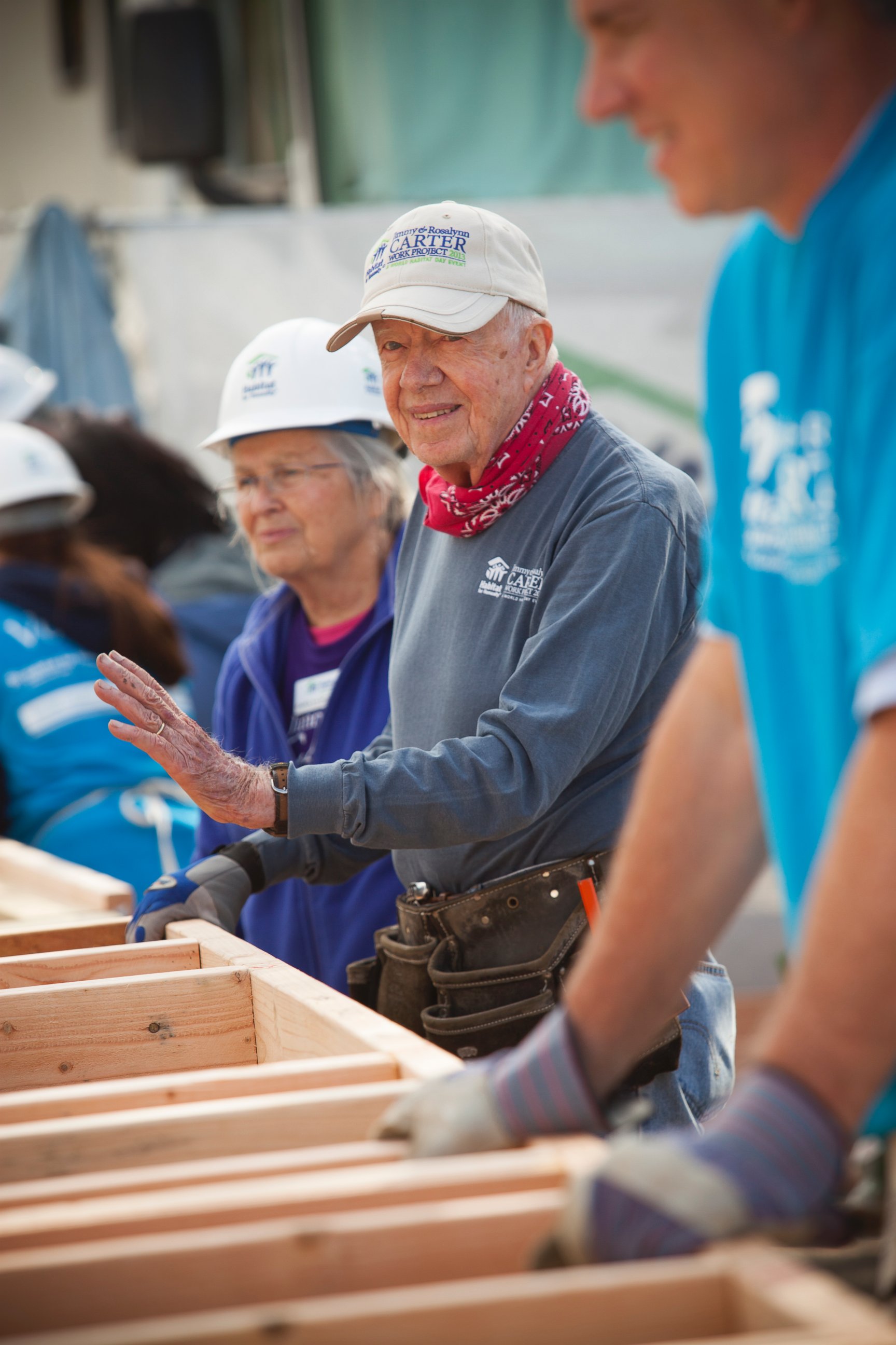 PHOTO: Former President Jimmy Carter helps to rehabilitate a home, on the final day of the 2013 Jimmy & Rosalynn Carter Work Project in Union Beach, N.J.  
