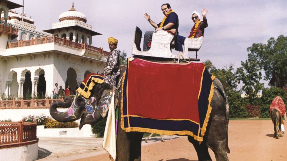 This image of Justices Antonin Scalia and Ruth Ginsburg riding a elephant in India in 1994 appears in the book, 