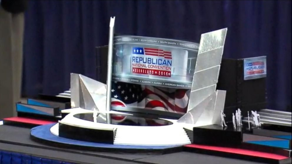 PHOTO: The GOP convention committee unveiled its model for the 2016 Republican National Convention’s stage design on June 28, 2016. The GOP Convention kicks off July 18th.