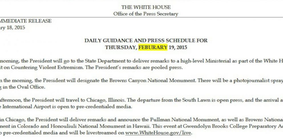 PHOTO: The White House can't seem to spell February. 