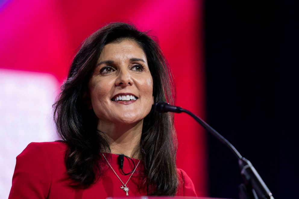 Nikki Haley, former United States Ambassador to the United Nations and 2024 presidential election candidate, speaks at the Conservative Political Action Conference (CPAC) at Gaylord National Convention Center in National Harbor, Maryland, U.S.