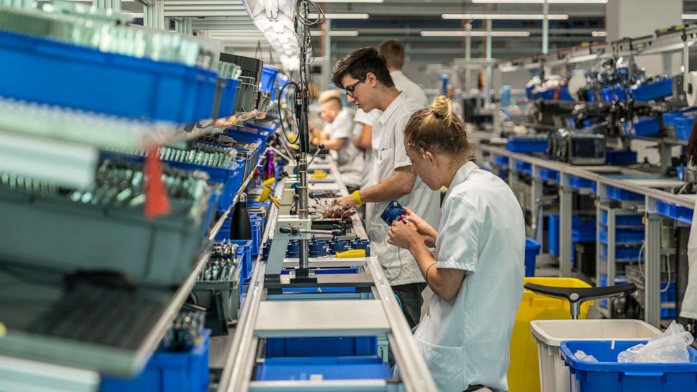 PHOTO: Inside, there are about 350 workers pulling double shifts, working weekends and around the clock at Hamilton Medical in Switzerland.