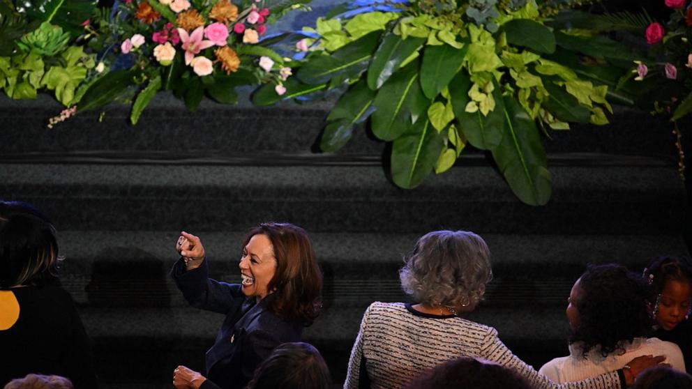 PHOTO: Vice President and Democratic presidential nominee Kamala Harris attends a church service at Greater Emmanuel Institutional Church of God in Christ in Detroit, Mich., Nov. 3, 2024.