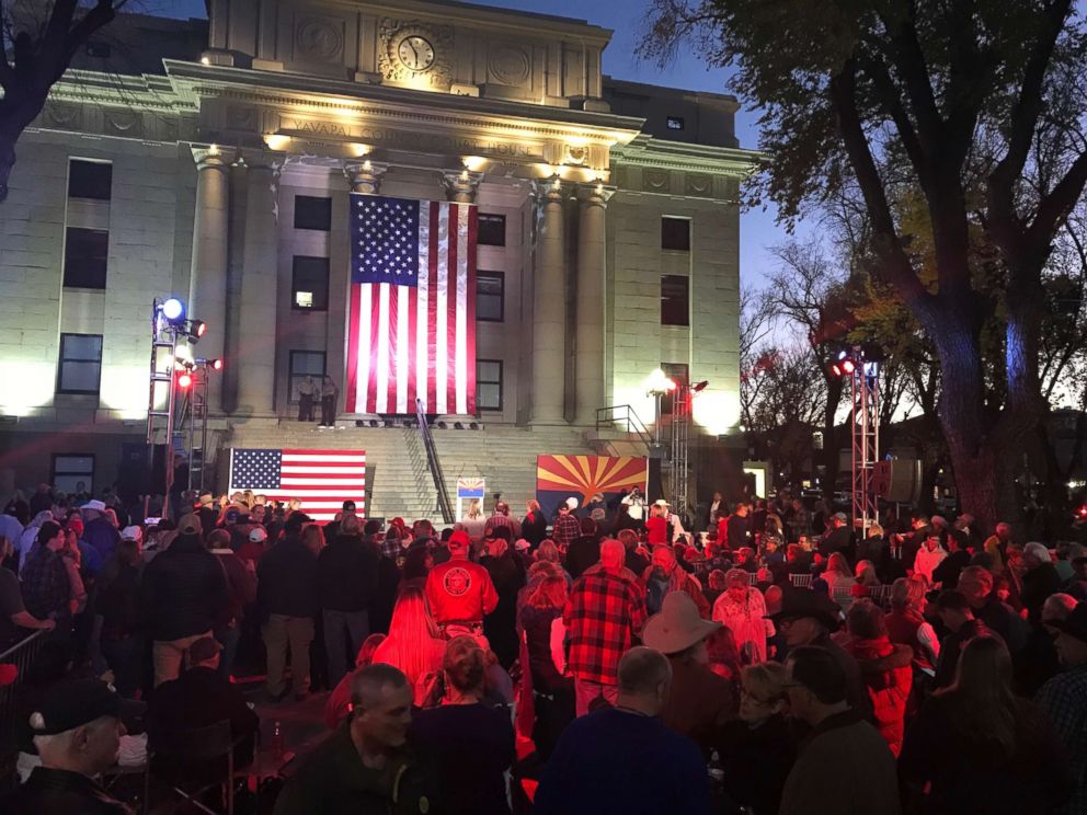 The Arizona Republican Party held an Election Eve rally on the steps of the Yavapai County Courthouse in Prescott, Arizona, on Nov. 5, 2018.