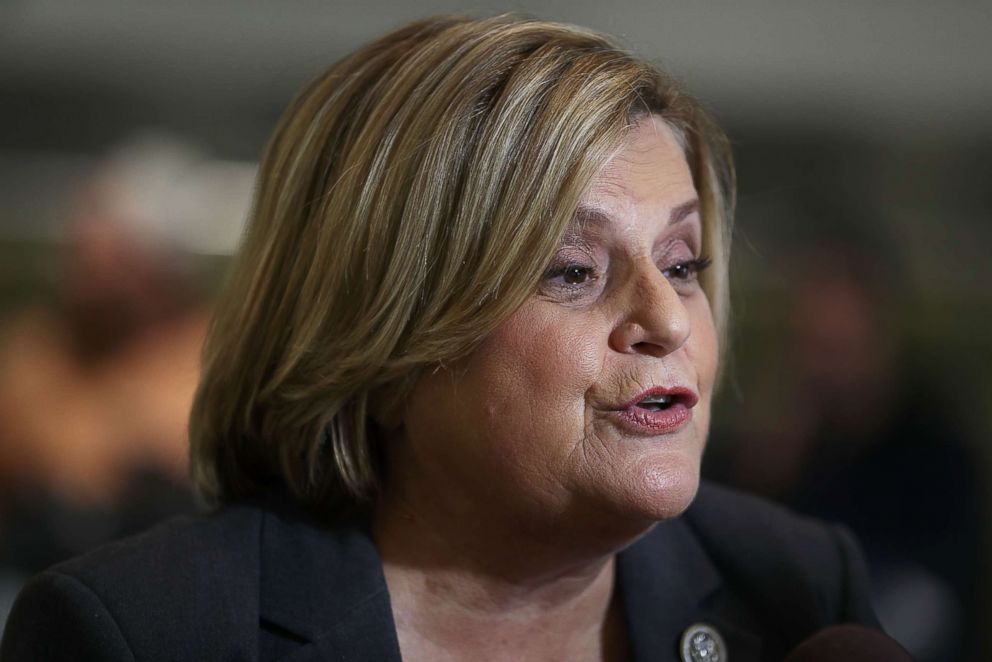 PHOTO: Rep. Ileana Ros-Lehtinen, R-FL, speaks to the media as she criticizes President Donald Trump's executive order barring U.S. entry for natives of seven Muslim-majority countries at Miami International Airport on Jan. 30, 2017.