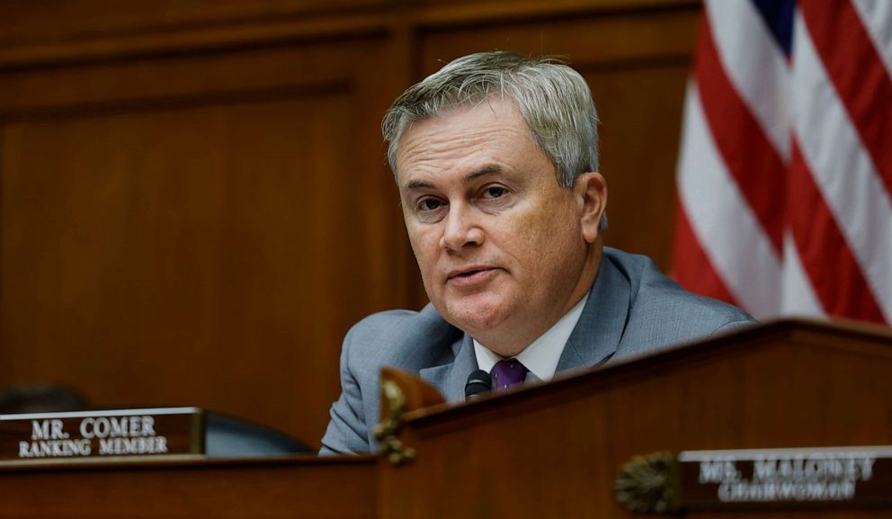 PHOTO: Committee Ranking Member James Comer speaks during a House Oversight Committee hearing, Dec. 14, 2022, in Washington.