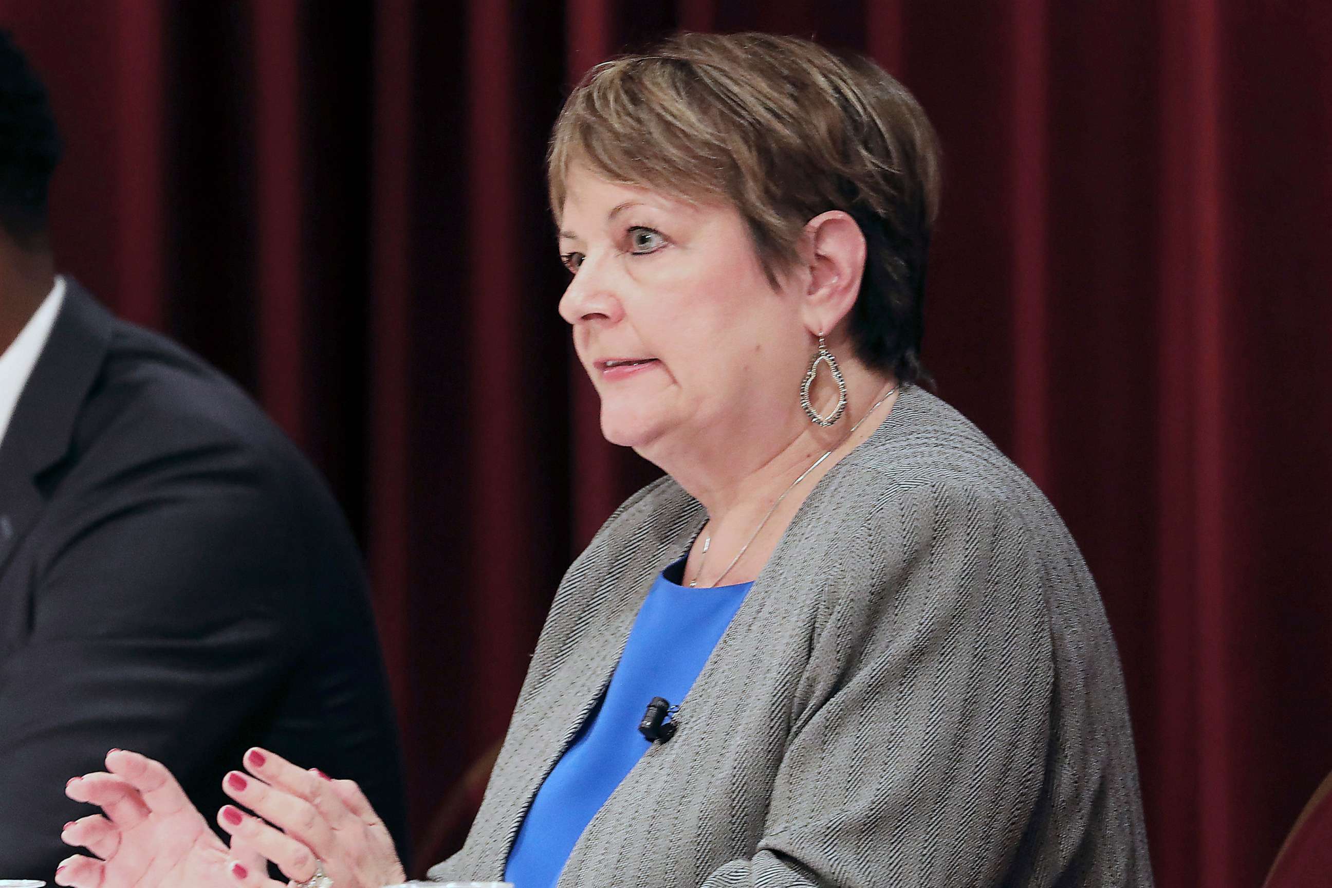 PHOTO: Janet Protasiewicz, a Milwaukee County Judge and state Supreme Court contender participates in a candidate forum at Monona Terrace in Madison, Wis. Jan. 9, 2023.