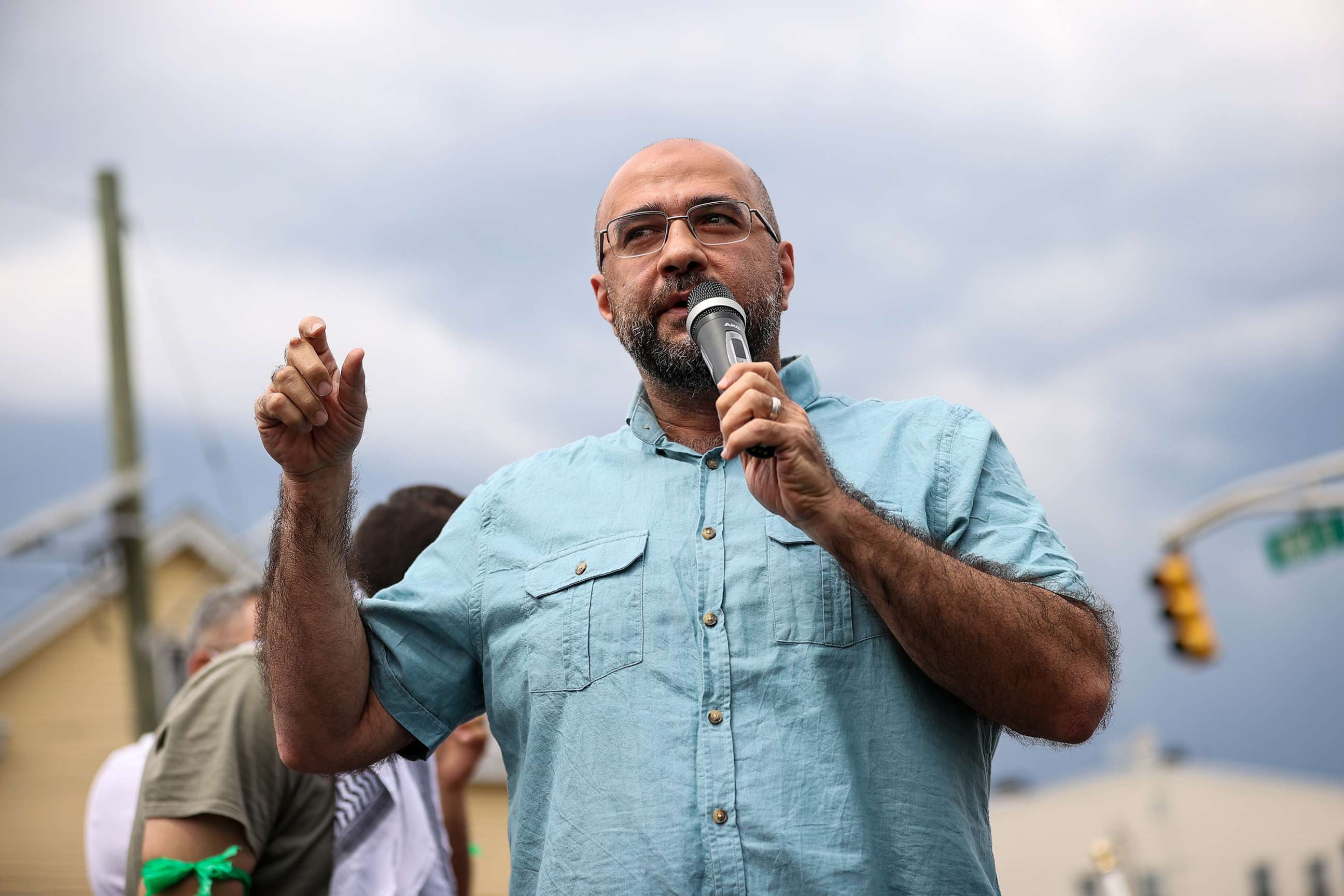 PHOTO: Prospect Park Mayor Mohamed Khairullah speaks at Gould Park of Paterson on May 16, 2021 in New Jersey.