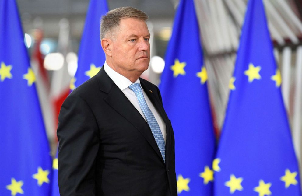 PHOTO: Romanian President Klaus Iohannis arrives for the European Union leaders summit in Brussels, Oct. 18, 2019.