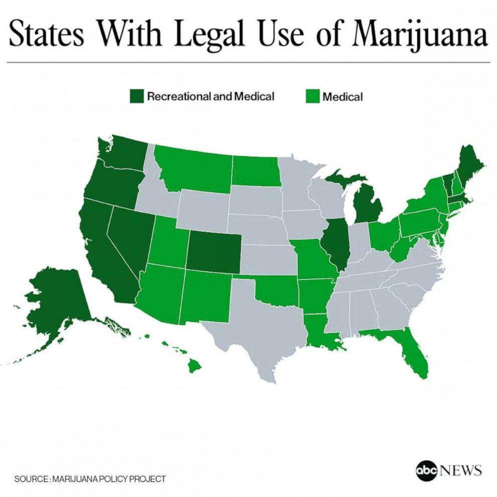 PHOTO: States with Legal Use of Marijuana