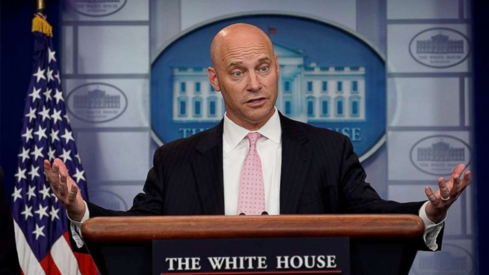 PHOTO: Legislative Affairs Director Marc Short speaks at a news briefing at the White House in Washington, Jan. 20, 2018. 