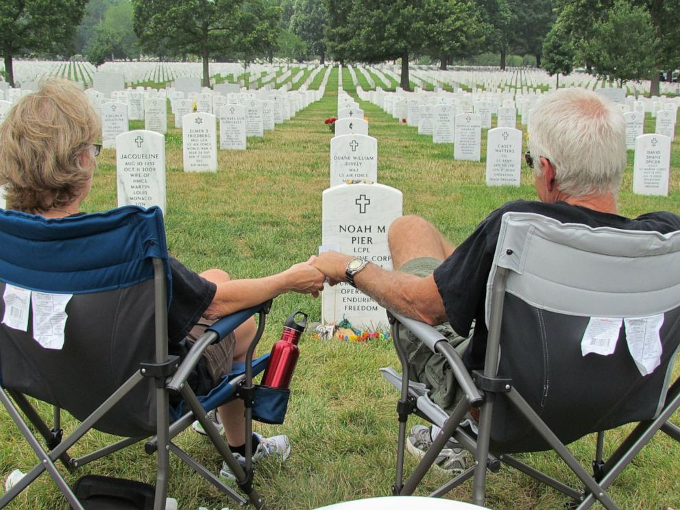 PHOTO: Vikki and Mark Pier try to visit Arlington National Cemetery as often as they can. Due to the coronavirus, they won't be able to visit this year on Memorial Day.